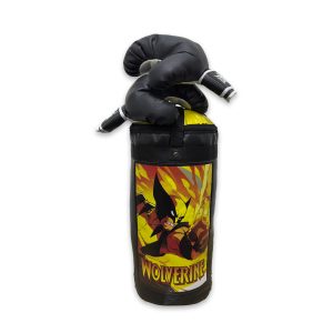 KIT BOXEO SACO + GUANTES INFANTIL WOLVERINE CARICATURA