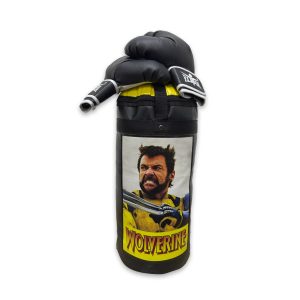 KIT BOXEO SACO + GUANTES INFANTIL WOLVERINE REAL AMARILLO